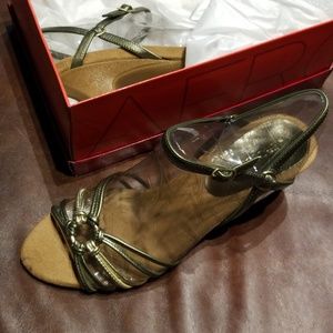 Metallic green and gold sandles